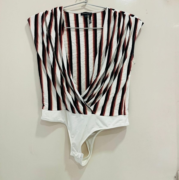 White and brown lining body suit - Picture 9 of 9